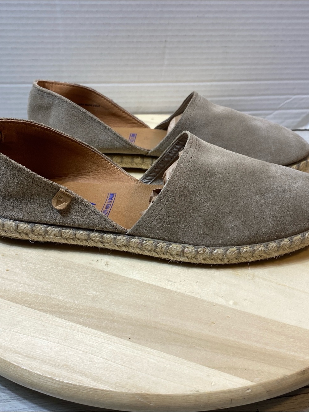 Verbenas Suede Espadrilles Women EU 40 US9 Brownish Slip On Flats Spain Leather